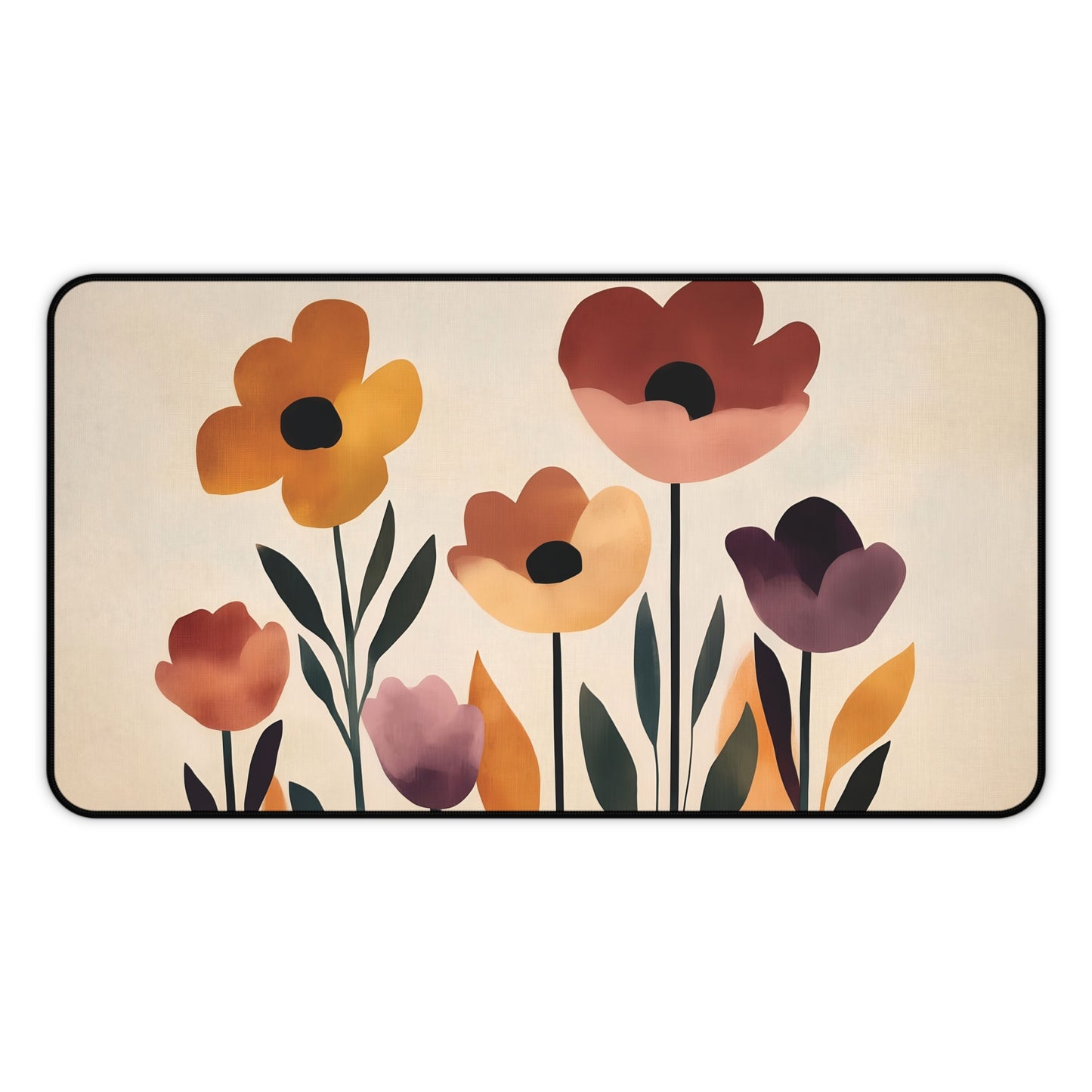 Floral Boho Desk Mat, Large Flowers Desk Pad, Minimalist Mouse Pad XL, Artistic Computer Mat, Boho Floral Keyboardmat for Office Decor
