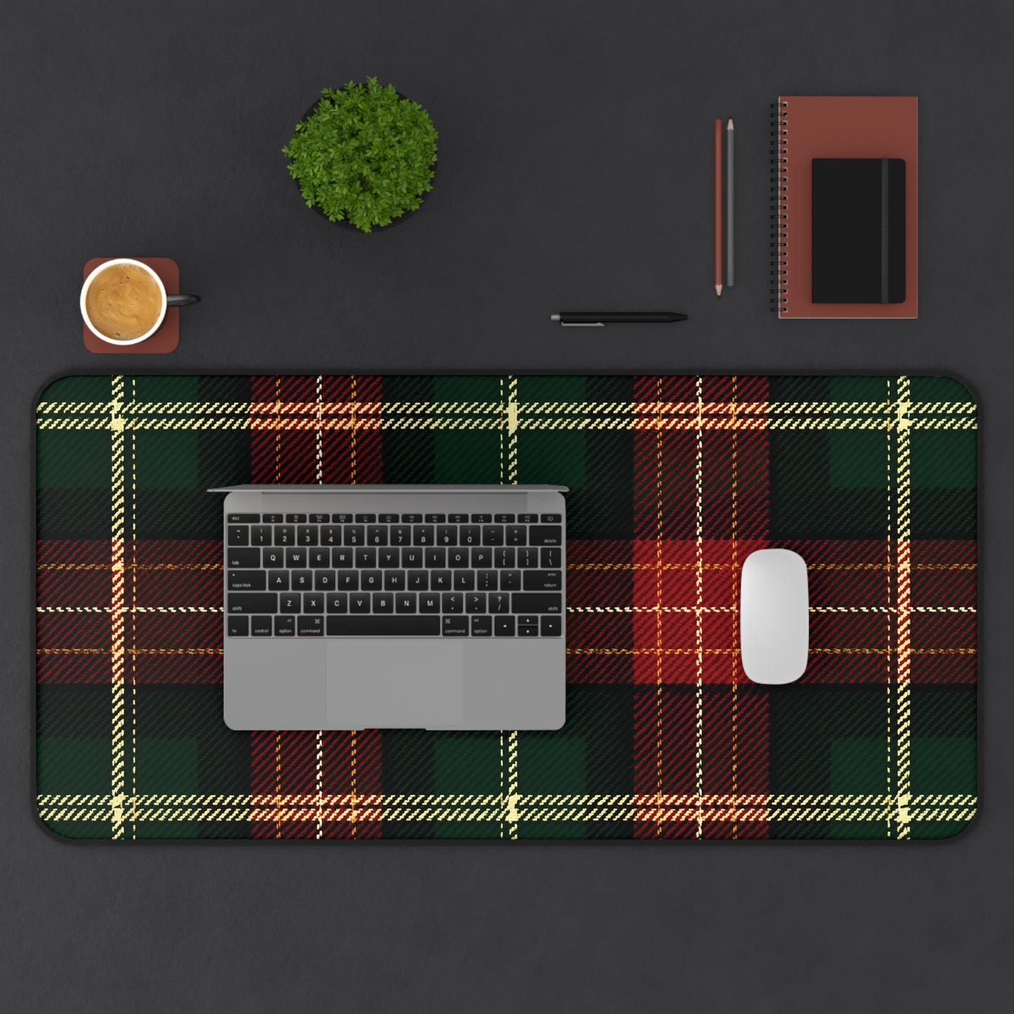 Plaid Desk Mat: Cozy Red & Green Tartan Mousepad