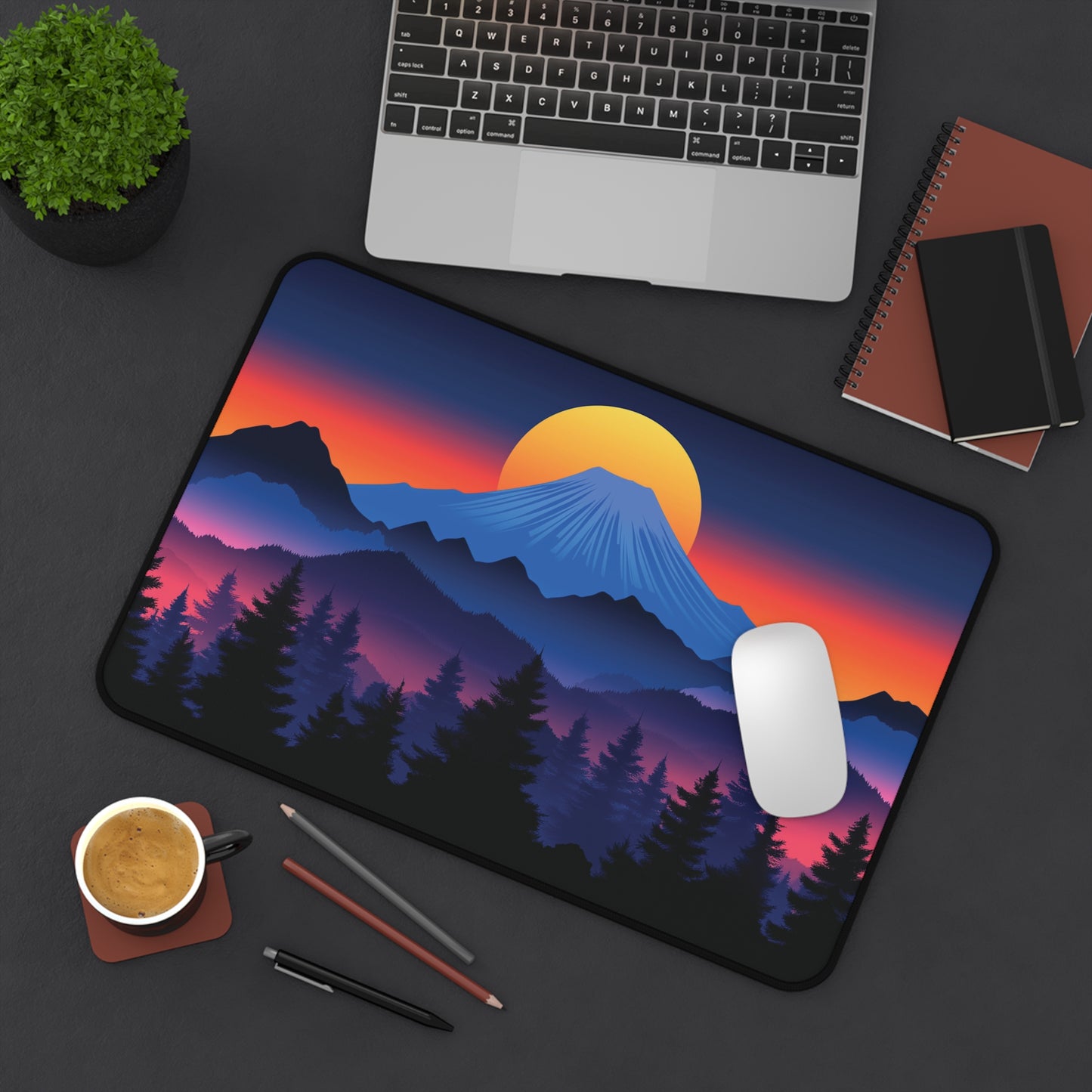 Mountain Anime Desk Mat, Japanese Style Landscape Desk Pad
