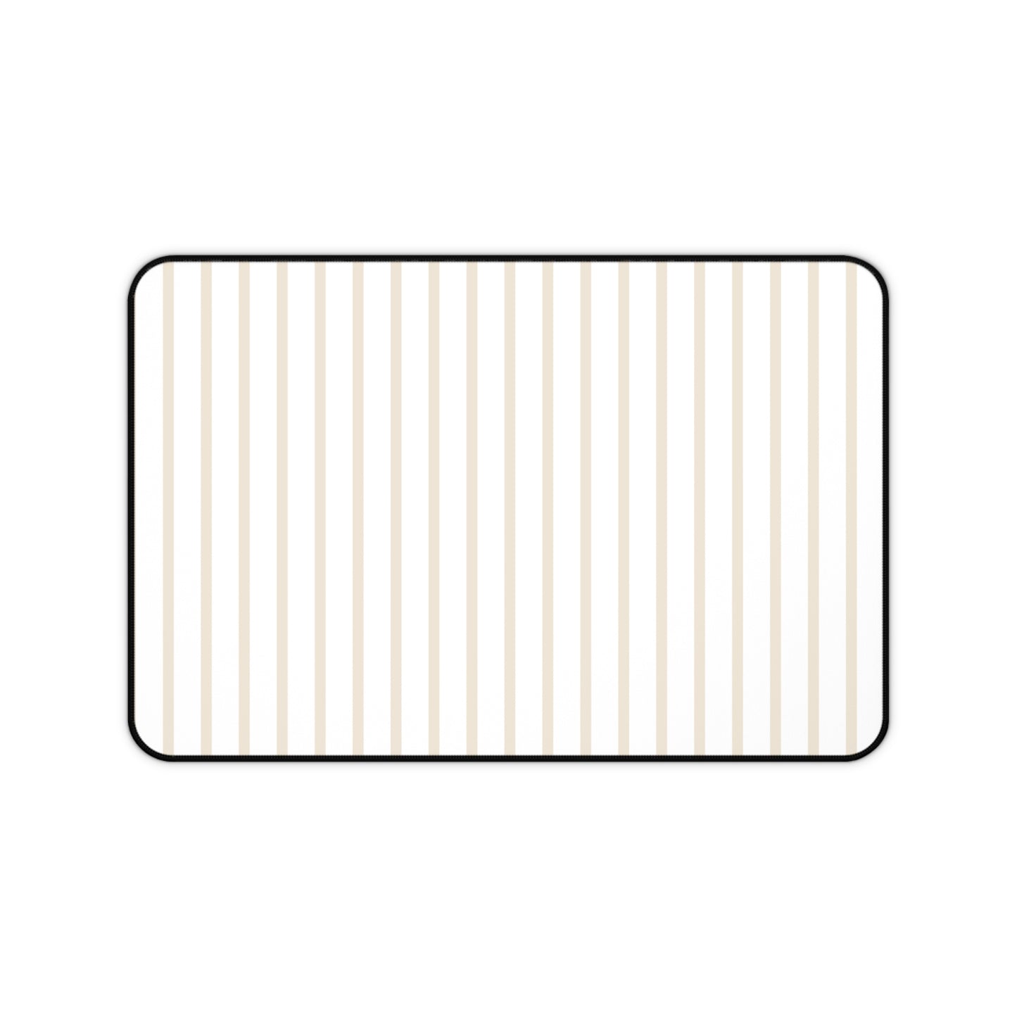 White and Beige Striped Desk Mat for Minimalist Office Decor