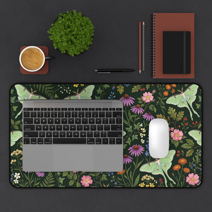Luna Moth Desk Mat: Botanical Cottagecore Mouse Pad
