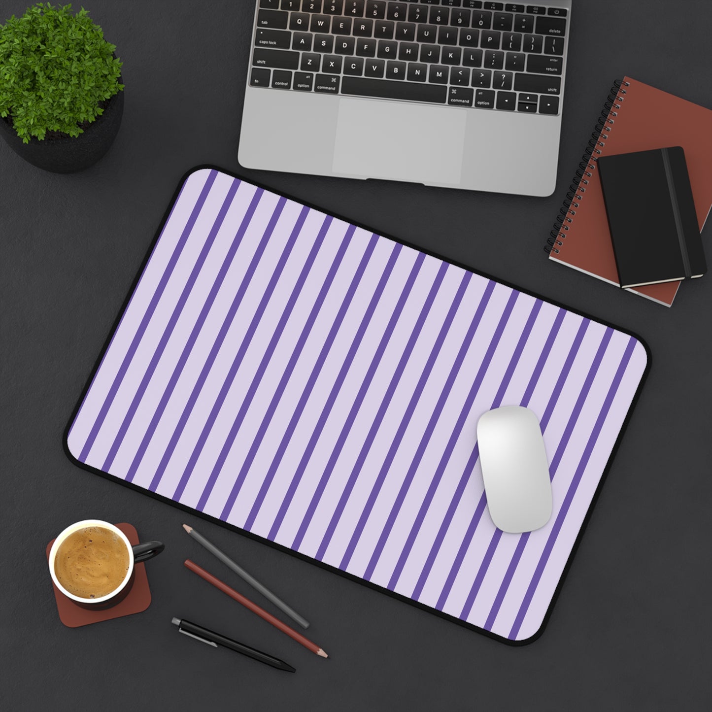Purple Stripe Desk Mat – Lavender Mouse Pad