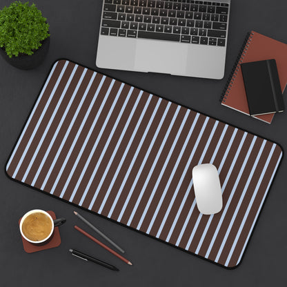 Striped Brown & Blue Desk Mat — Modern Minimalist Mousepad