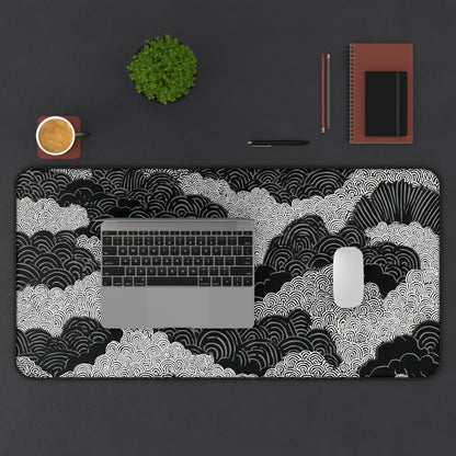 Zen Clouds Desk Mat: Black & White Mouse Pad