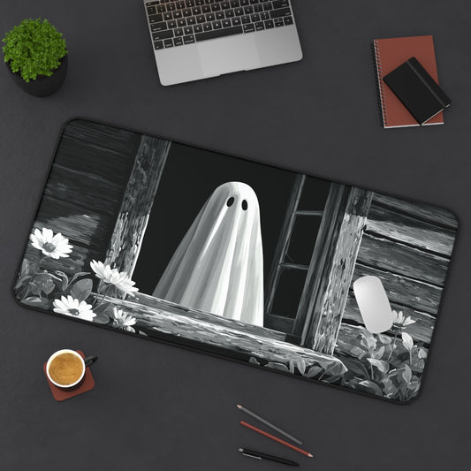 Black and White Ghost Desk Mat for Halloween Office Decor