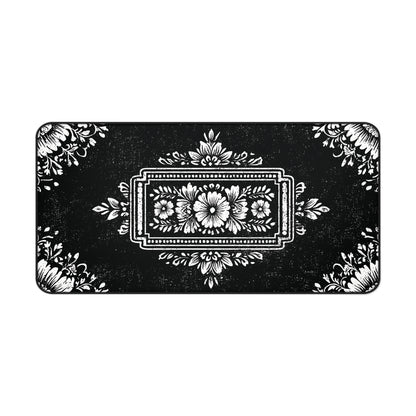 Victorian Desk Mat: Black & White Vintage Mouse Pad