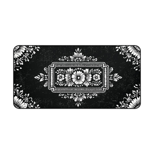 Victorian Desk Mat: Black & White Vintage Mouse Pad