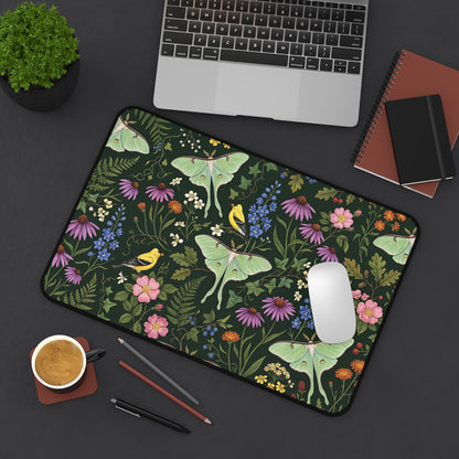 Luna Moth Desk Mat: Botanical Cottagecore Mouse Pad