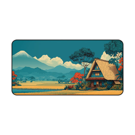 Japanese House Desk Mat: Mt. Fuji Landscape Mouse Pad XL