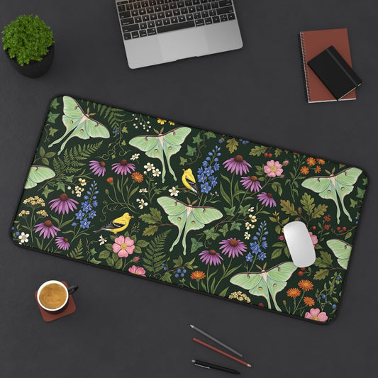 Luna Moth Desk Mat: Botanical Cottagecore Mouse Pad