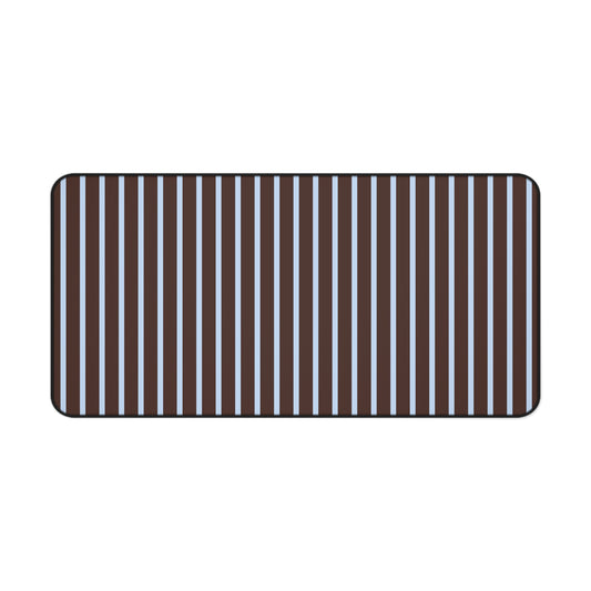 Striped Brown & Blue Desk Mat — Modern Minimalist Mousepad