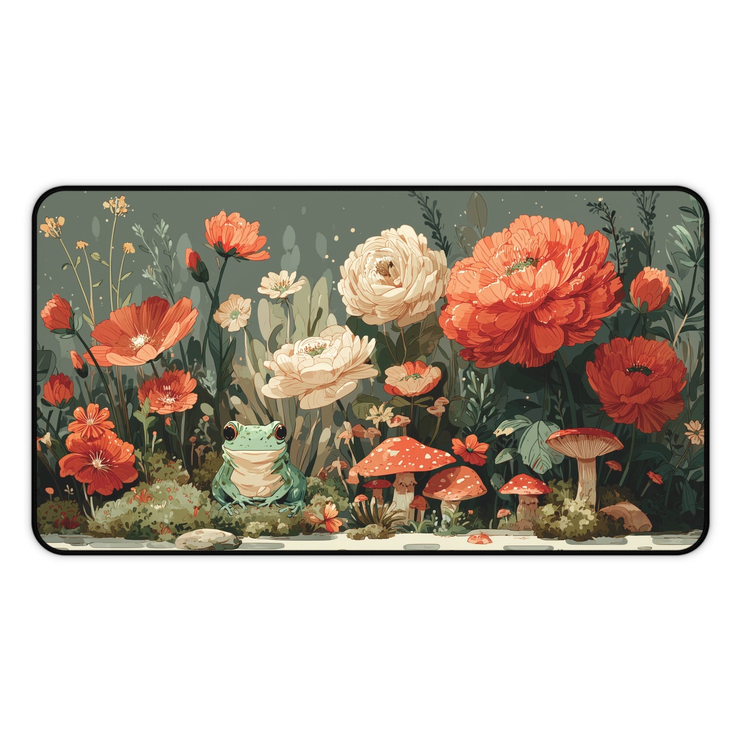 Whimsical Frog and Mushroom Desk Mat XL