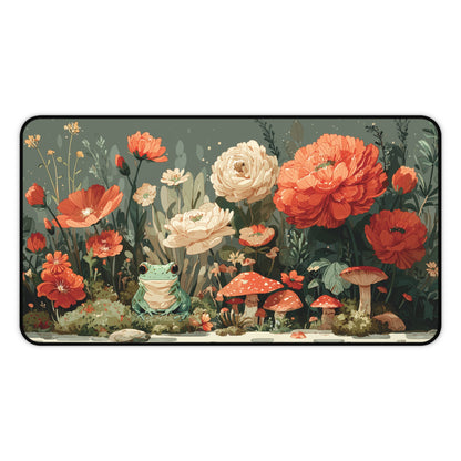 Whimsical Frog and Mushroom Desk Mat XL