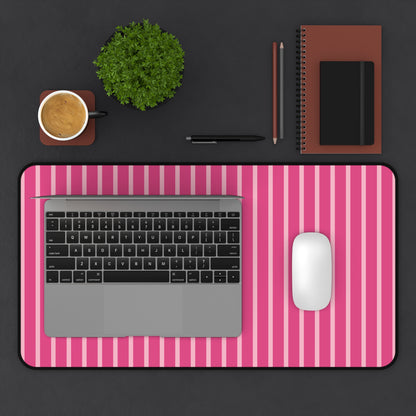 Pink Striped Desk Mat for Creative Workspaces