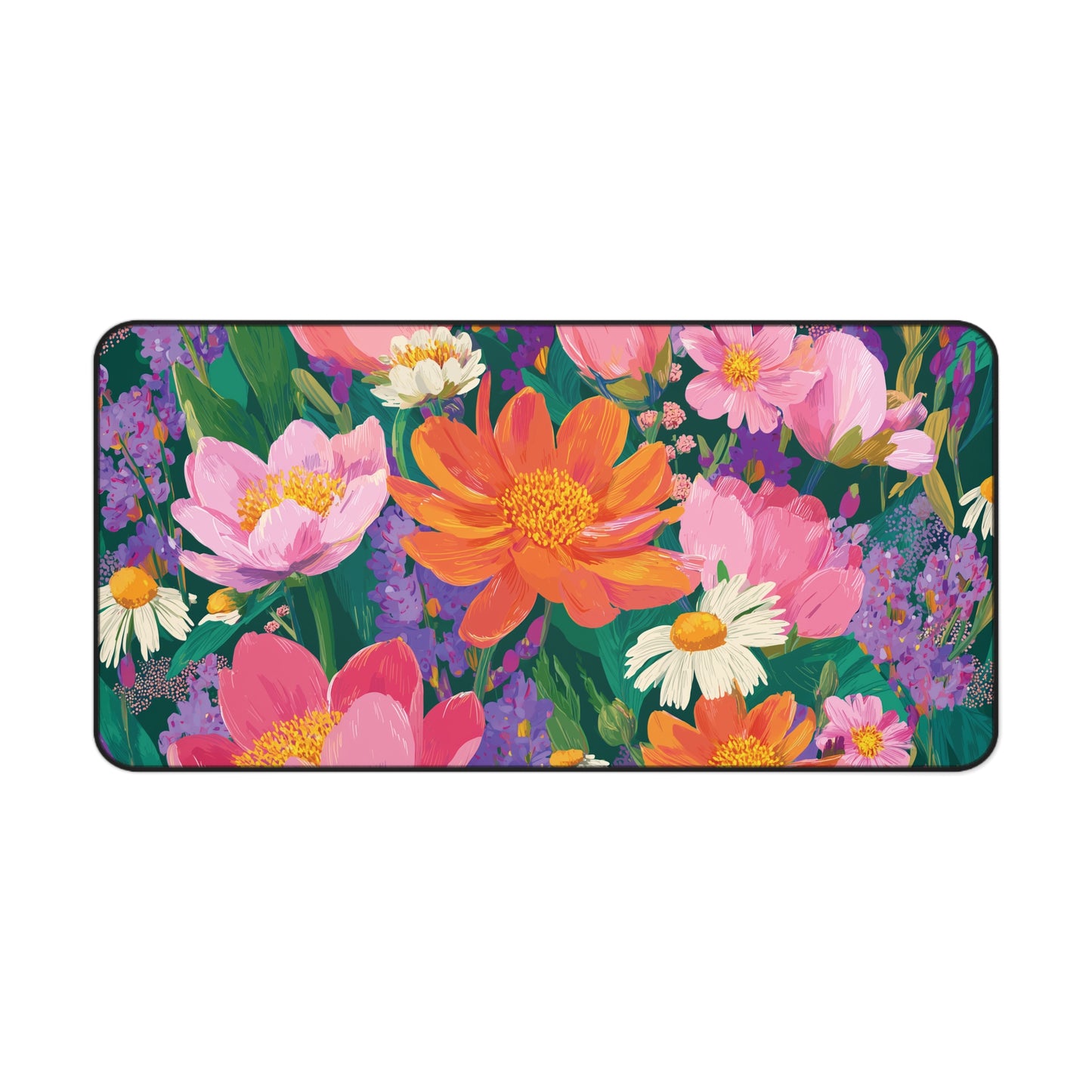 Colorful Wildflower Desk Mat, Painting Flowers Mouse Pad