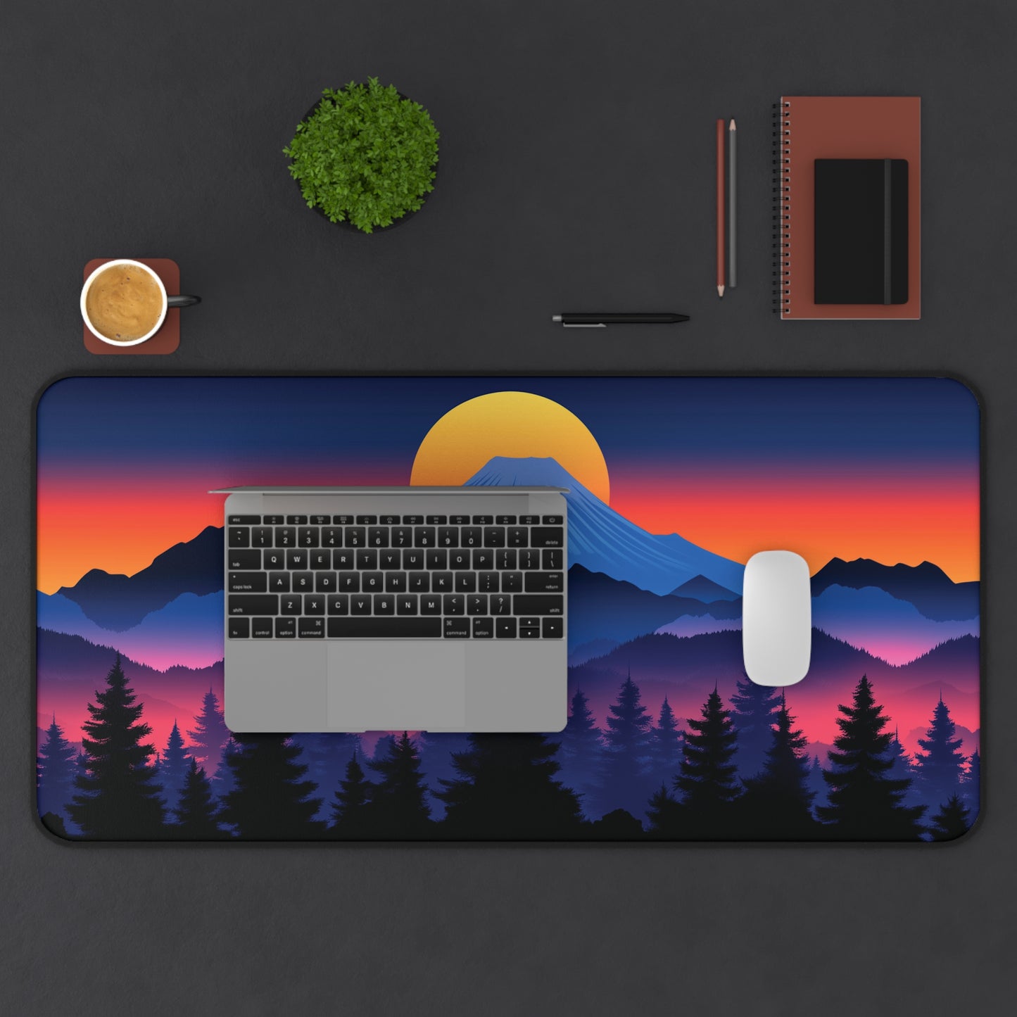 Mountain Anime Desk Mat, Japanese Style Landscape Desk Pad