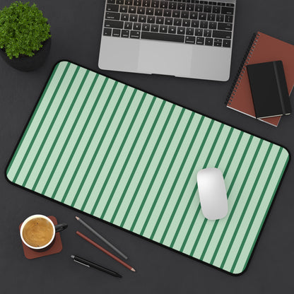 Green Stripes Desk Mat — Mint Mouse Pad