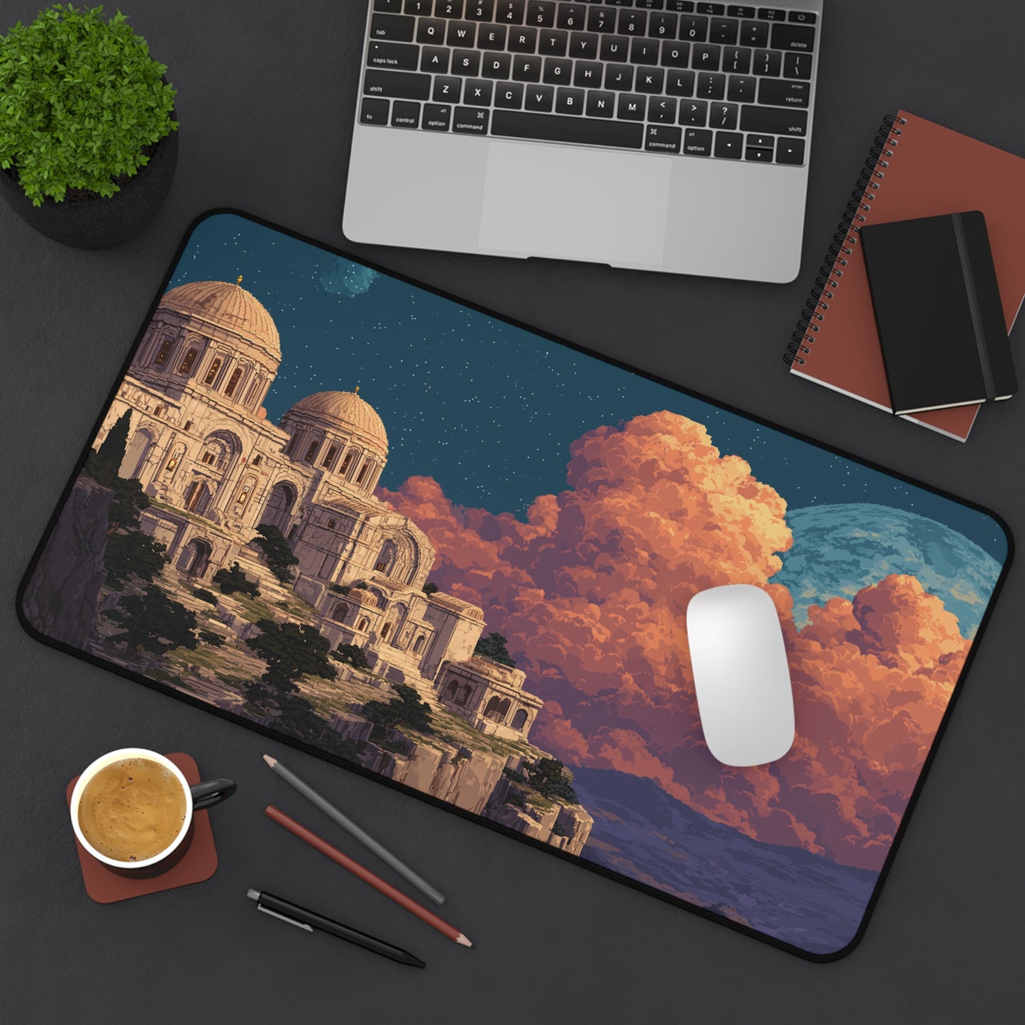 Ancient City Desk Mat Pixel Art Aesthetic