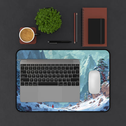Pixel Art Desk Mat: Snowy Mountain Mouse Pad XXL