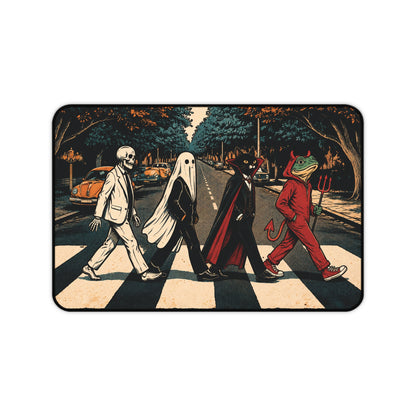 Halloween Monster Crosswalk Desk Mat: Retro Halftone Parade