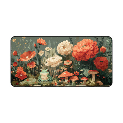 Whimsical Frog and Mushroom Desk Mat XL