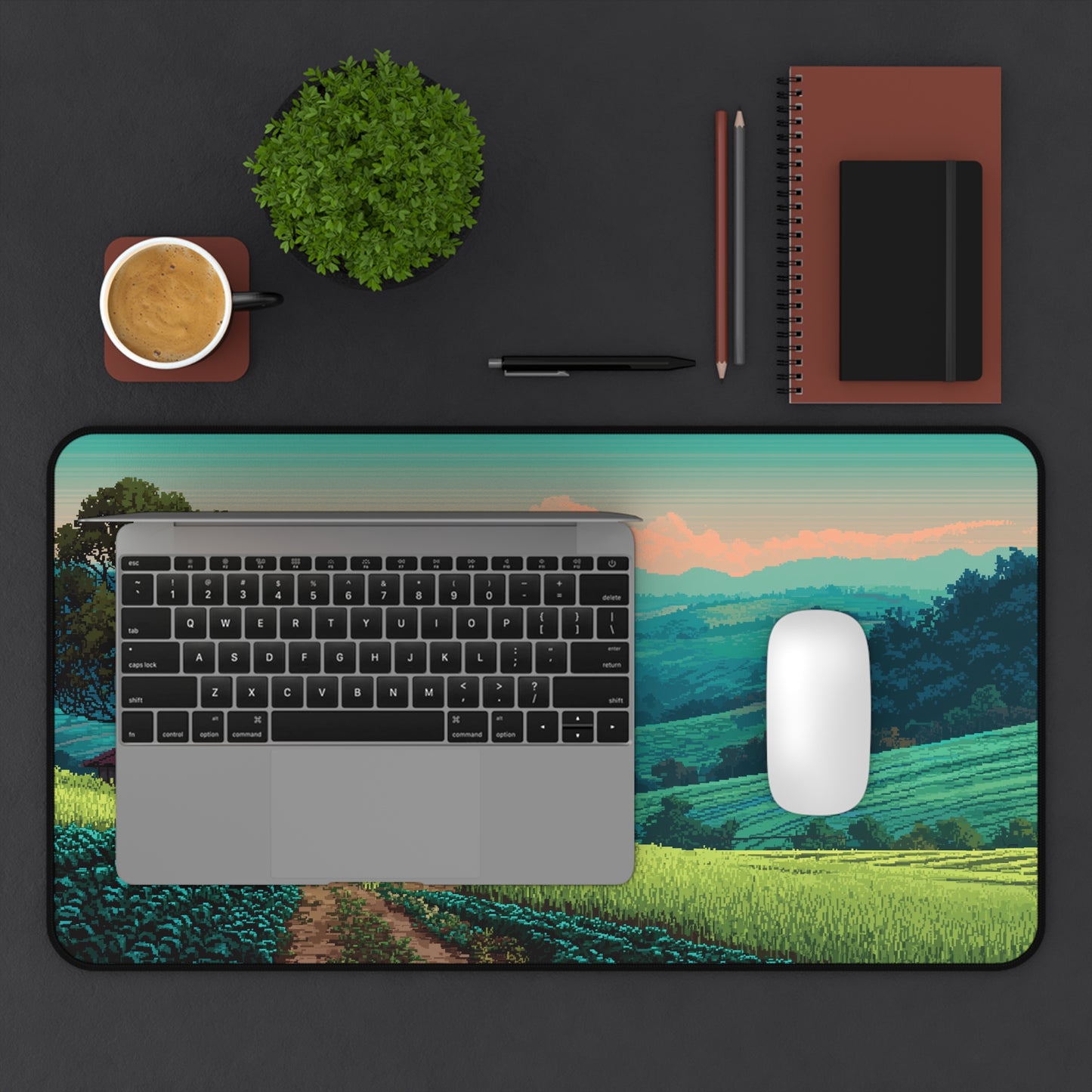 Countryside Desk Mat Pixel Art Aesthetic