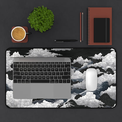 Black & White Mountain Clouds Desk Mat