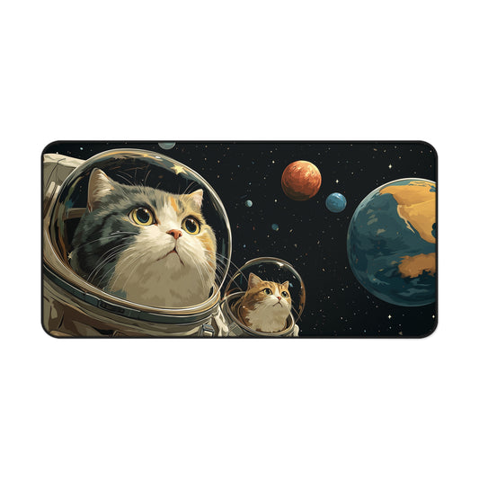 Astronaut Cats Desk Mat, Large Funny Space Gaming Mat