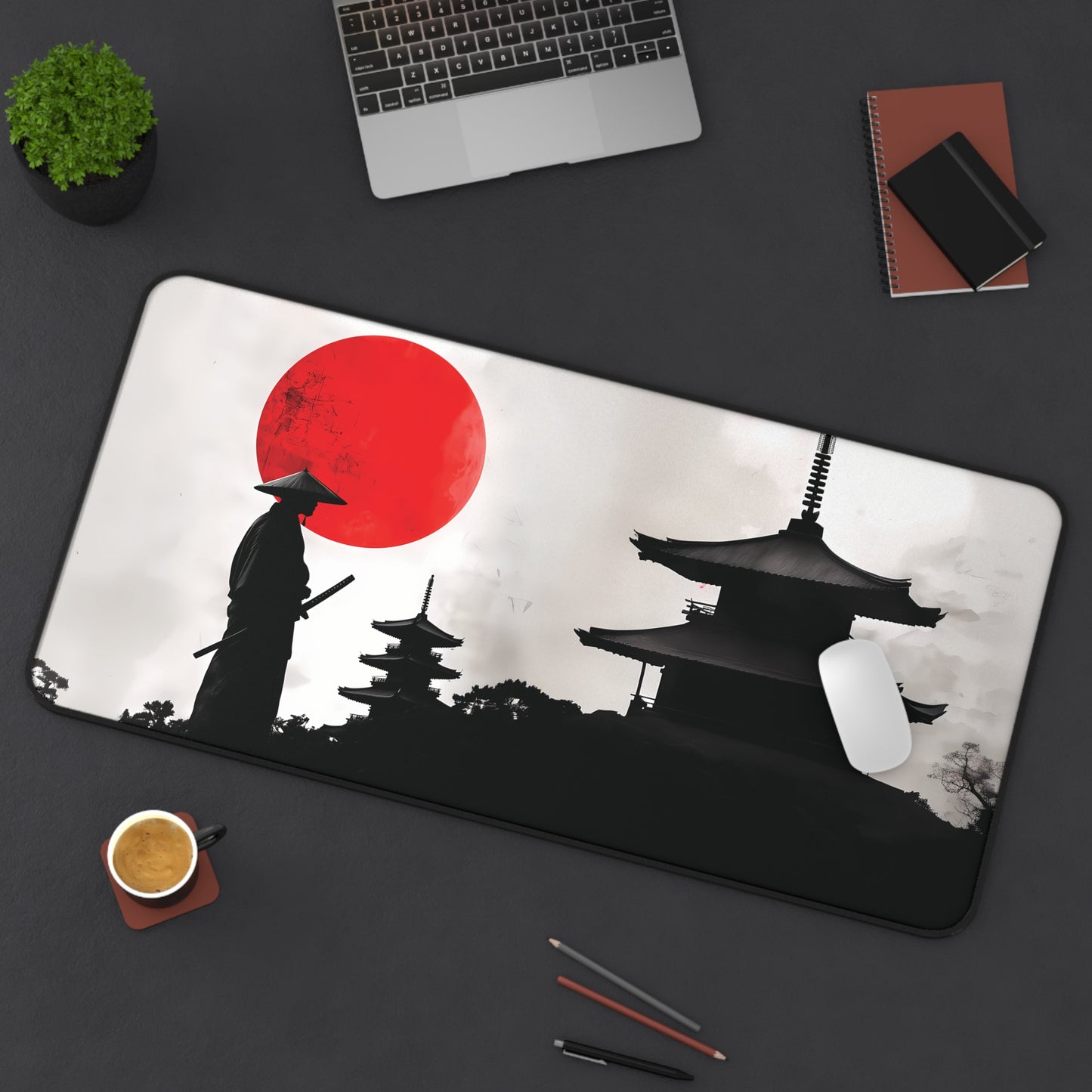 Japanese Gaming Desk Mat, Samurai Anime Large Desk Pad