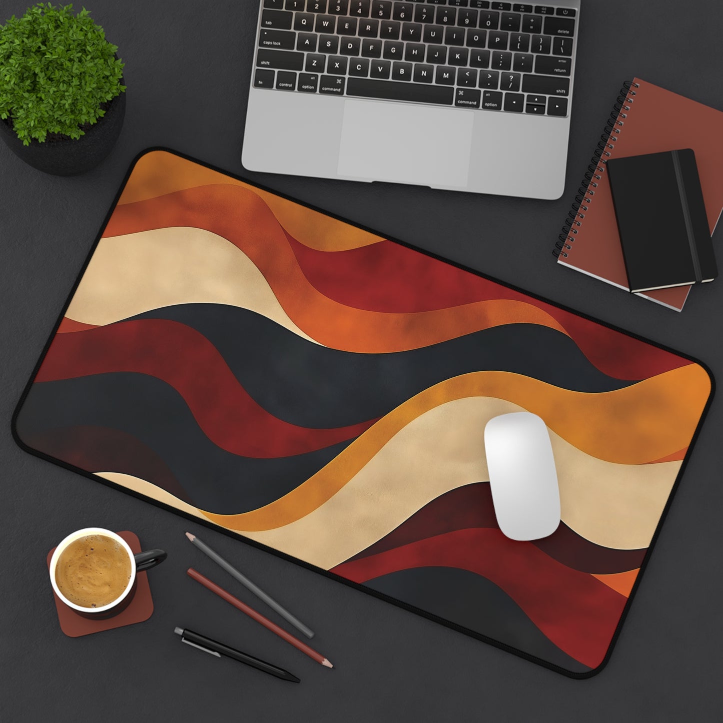Retro Wave Desk Mat: Abstract Wavy Mousepad