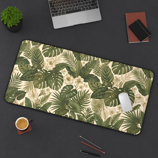 Green Monstera Desk Mat: Tropical Large Mouse Pad
