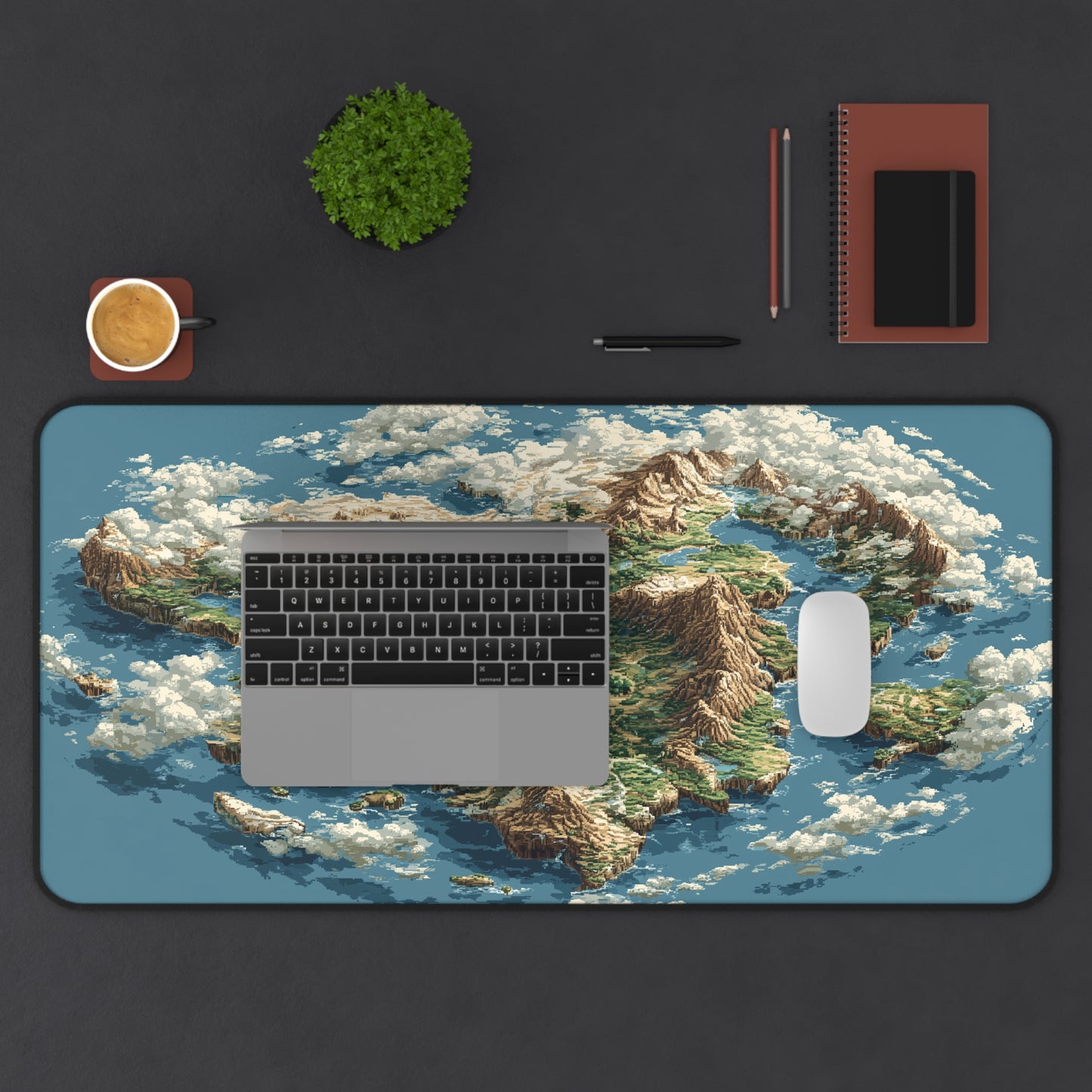 Fantasy World Map Desk Mat: Pixel Art Map Mouse Pad