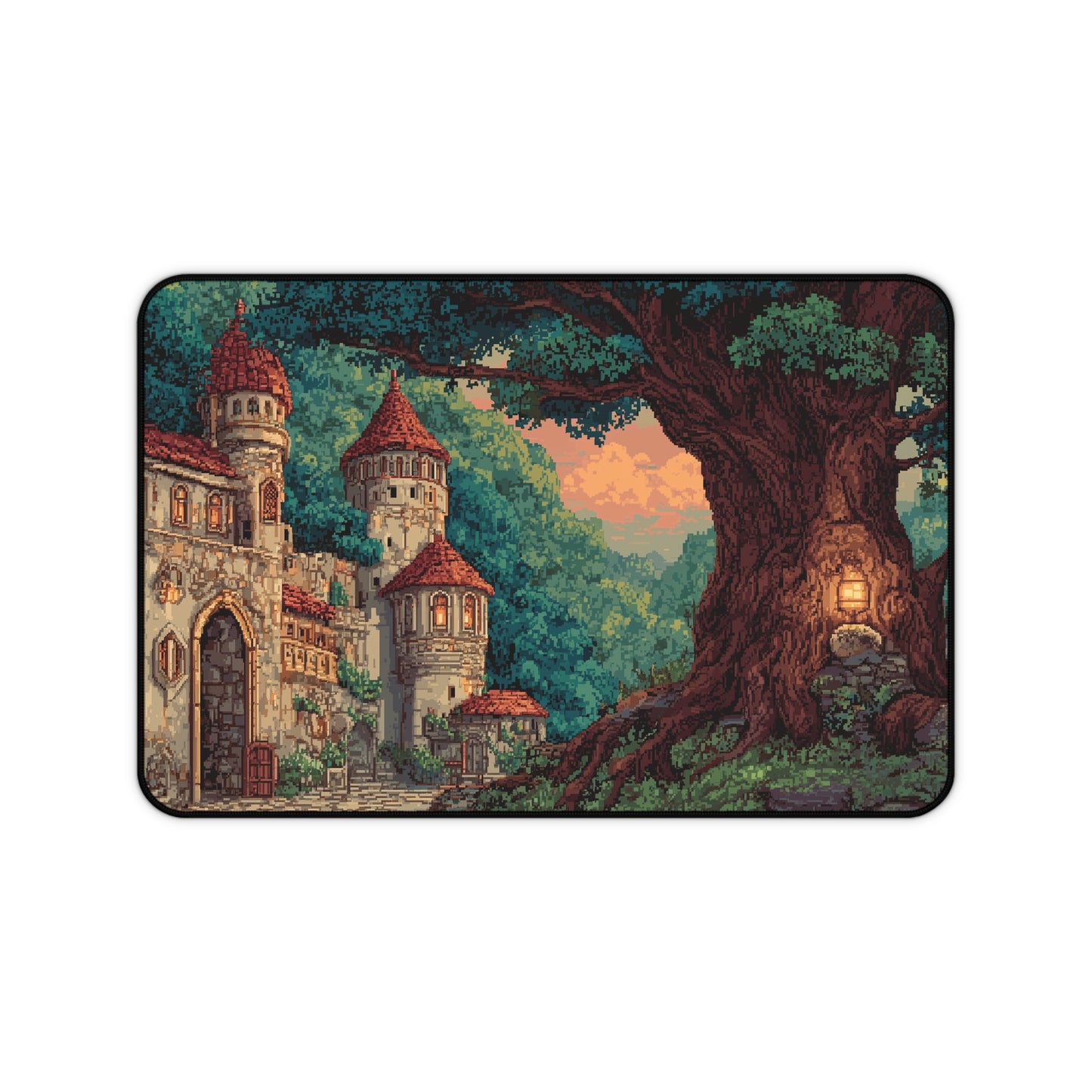 Pixel Art Desk Mat: Medieval Fantasy Castle Mouse Pad XXL