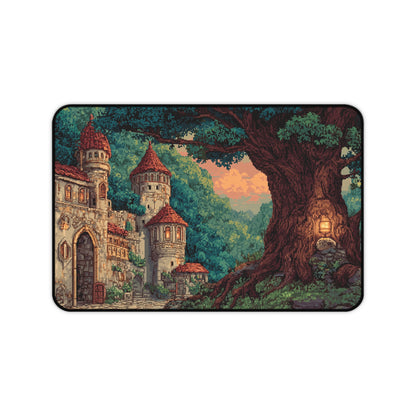 Pixel Art Desk Mat: Medieval Fantasy Castle Mouse Pad XXL