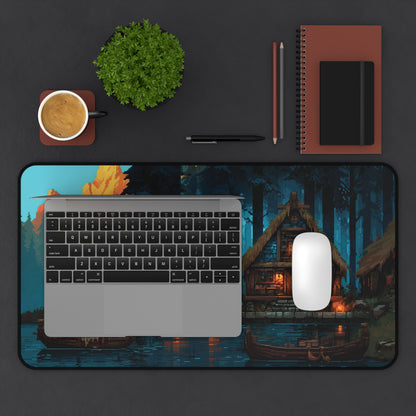 Pixel Art Desk Mat: Fantasy Village Gaming Mouse Pad