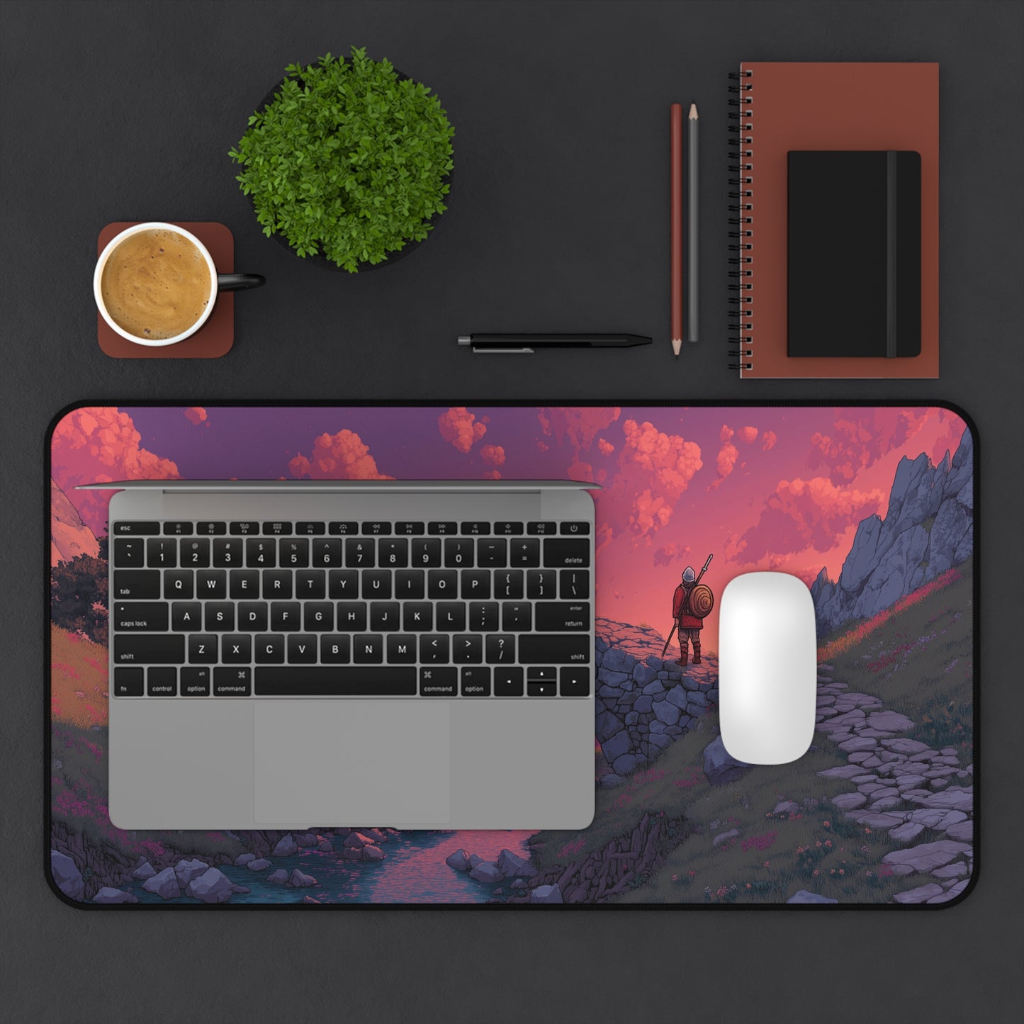Knight Gaming Desk Pad Pixel Art Aesthetic