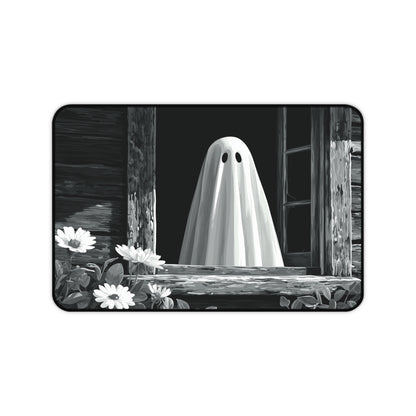 Black and White Ghost Desk Mat for Halloween Office Decor