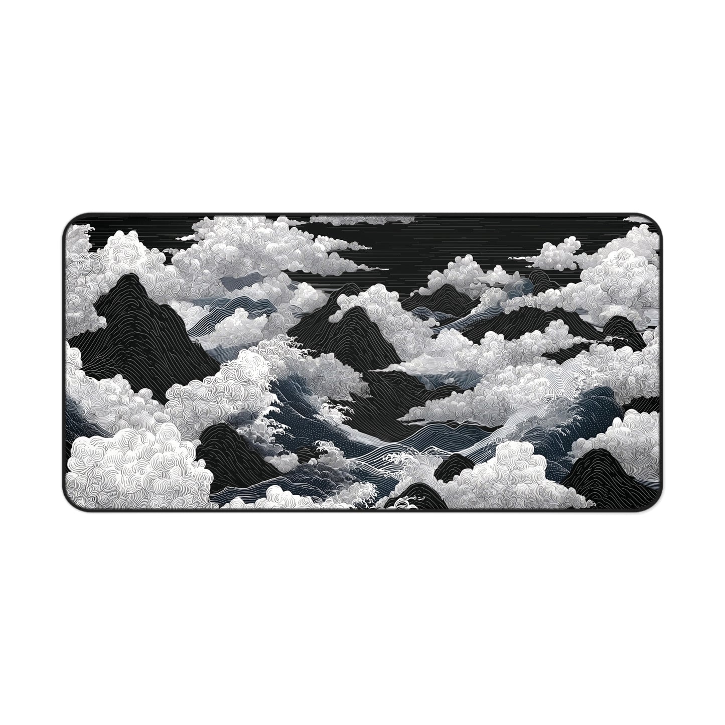 Black & White Mountain Clouds Desk Mat