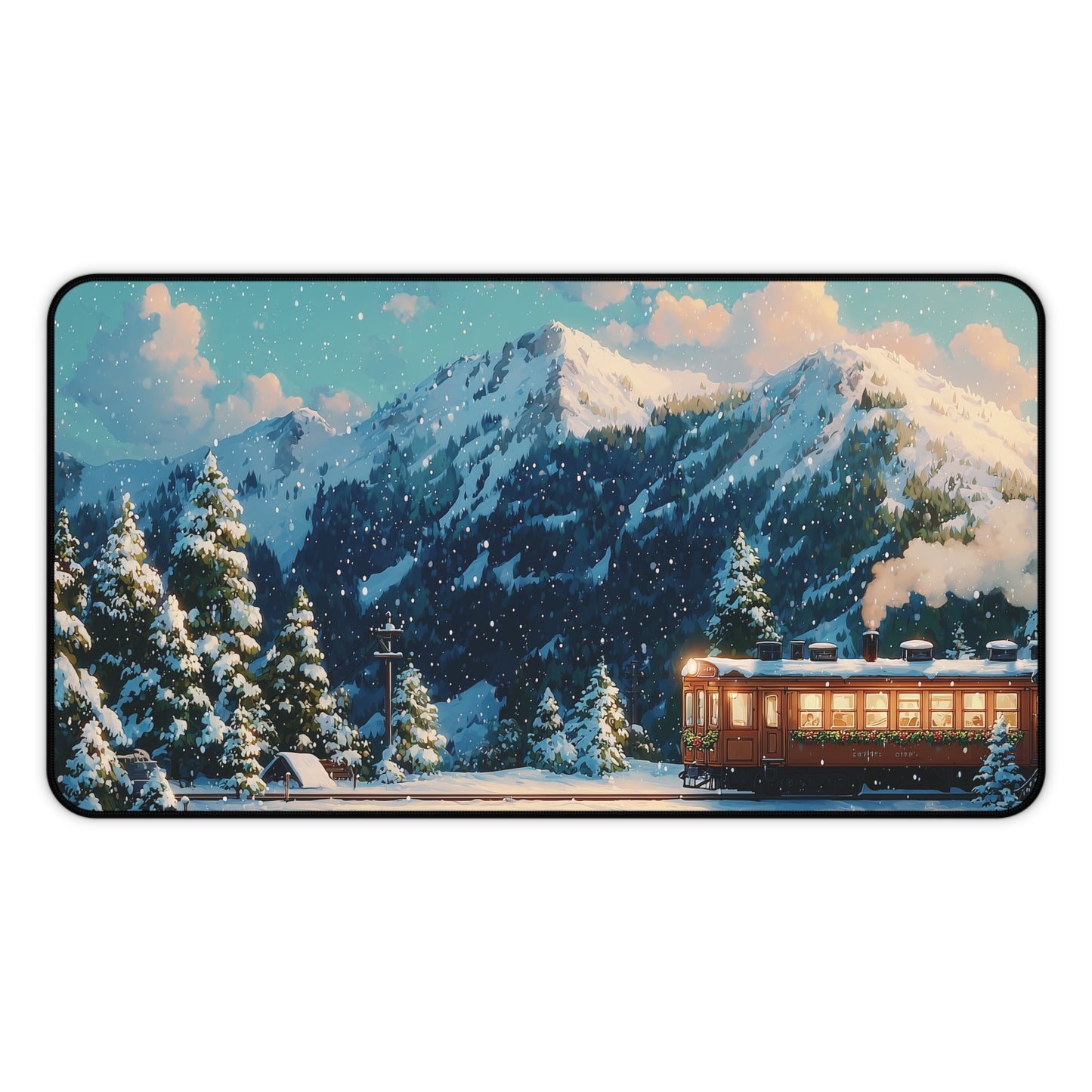 Red Train Desk Pad, Christmas Office Decor