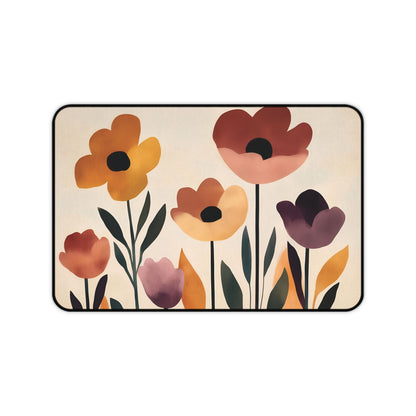 Floral Boho Desk Mat, Large Flowers Desk Pad, Minimalist Mouse Pad XL, Artistic Computer Mat, Boho Floral Keyboardmat for Office Decor