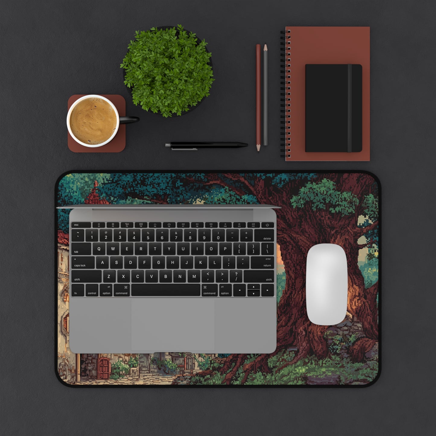 Pixel Art Desk Mat: Medieval Fantasy Castle Mouse Pad XXL