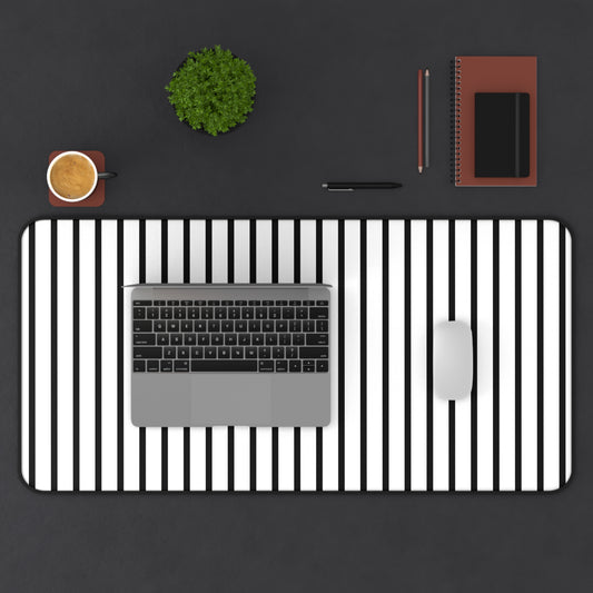 Minimal Black & White Striped Desk Mat