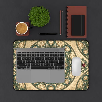 Art Nouveau Tulip Desk Mat: Vintage Tapestry Mandala Mouse Pad
