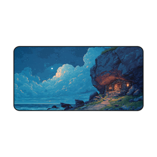 Pixel Art Night Landscape Desk Mat