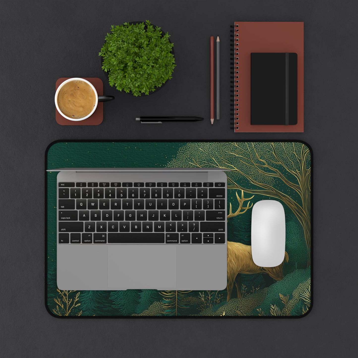 Green Forest Desk Pad, Christmas Office Decor