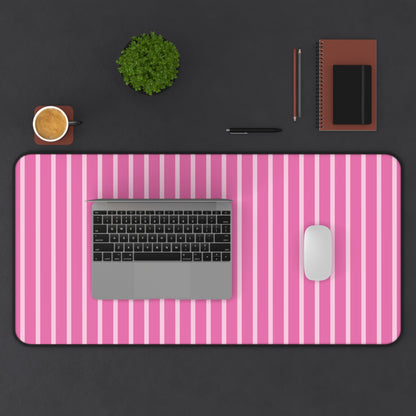 Pink Striped Desk Mat — Pastel Mouse Pad for Cute Workspaces
