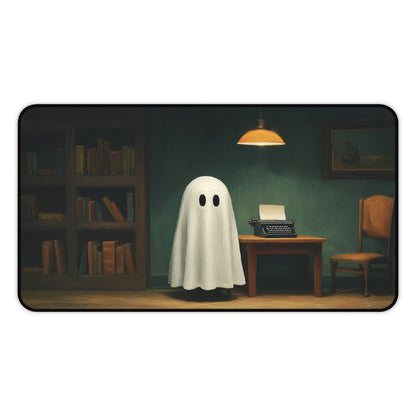 Ghost Writer Desk Mat: Cozy Study Halloween Illustration