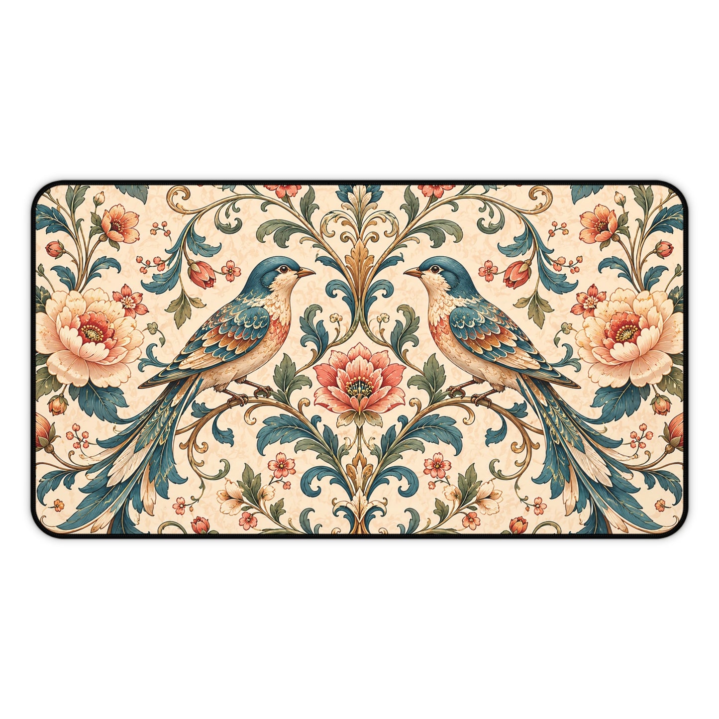 Chinoiserie Desk Mat: Large Vintage Bird Mouse Pad