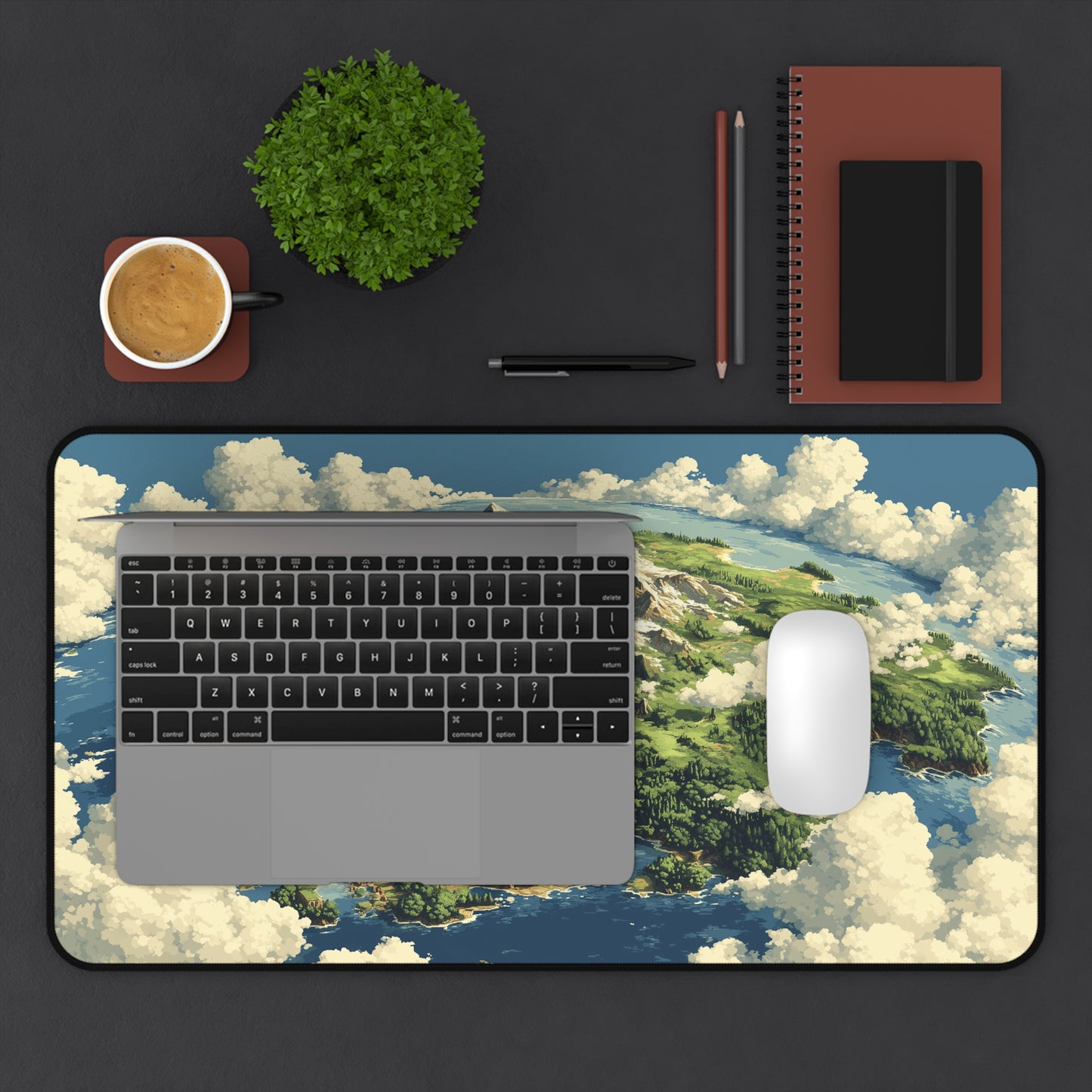 Fantasy World Map Desk Mat: Pixel Art Mouse Pad