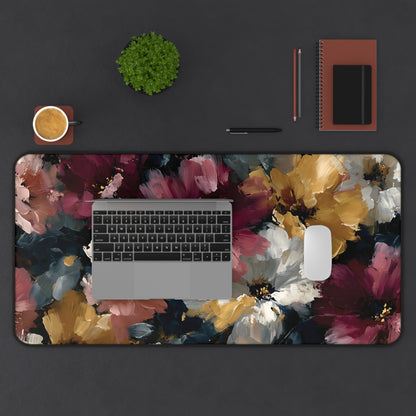 Floral Oil-Paint Desk Mat: Vintage Bloom Mouse Pad
